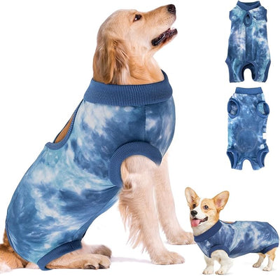 SlowTon Dog Recovery Suit - Surgery Recovery Suit for Female Male Dogs, Dog Onesie After Spay Abdominal Wounds, E-Collar Cone Alternative Prevent Licking Pet Surgical Suit(Blue,M)