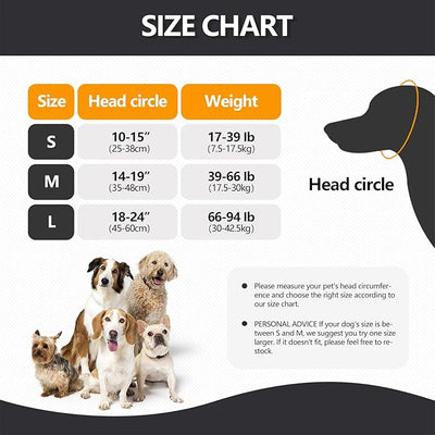 Meifsou Quiet Ears for Dogs - Adjustable Ear Covers for Noise, No Shake Dog Head Wrap, Calming Hood for Thunder, Lightning, Fireworks, Dralon Fabric and Thickened Soundproof Cotton, Heather Black, M