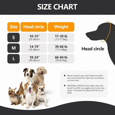 Meifsou Quiet Ears for Dogs - Adjustable Ear Covers for Noise, No Shake Dog Head Wrap, Calming Hood for Thunder, Lightning, Fireworks, Dralon Fabric and Thickened Soundproof Cotton, Heather Black, S
