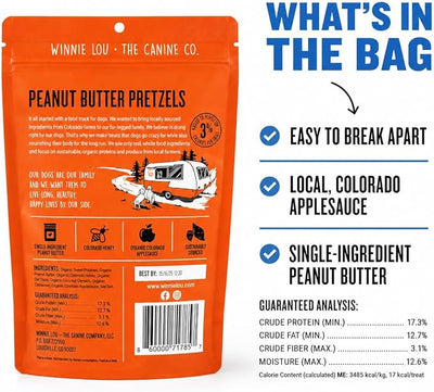 Winnie Lou Organic Dog Treats – Natural Dog Biscuits, USA Made, Organic Ingredients, Clean, Sensative Stomach, All Breed Sizes, High Protein, Hypoallergenic, Peanut Butter Pretzels (Pack of 2)