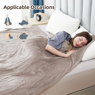 Eydna Electric Heated Blanket Twin Size 62"x84", Fast Heating Throw, Soft Plush Microplush for Bed & Couch, 1-10 Hours Auto Off & 9 Heating Levels, Machine Washable, Gifts for Grandma & Family-Camel
