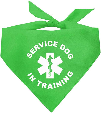 Service Dog in Training Dog Bandana | 100% Cotton Adjustable Triangle |Service Dog | Working Animal | Assistance |Lime, X-Small (289)