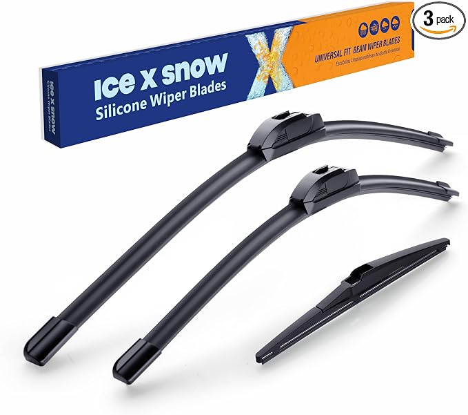 ICEXSNOW® Silicone Windshield Wiper Blades Replacement for Toyota Rav4 2023-2019 Mazda 5 2015-2006 Original Automotive Replacement Windshield Wiper Blades(26"+16"+12" Front Rear Wiper Blade Set)