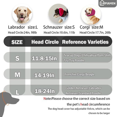 Dog Ear Covers,Dog Ear Muffs Noise Protection,No Flap Ear Wrap for Dogs Hematoma Recovery,Adjustable Calming Hoodie Shower Cap for Grooming,Bathing,Swimming & Anxiety Relief(Grey,M)