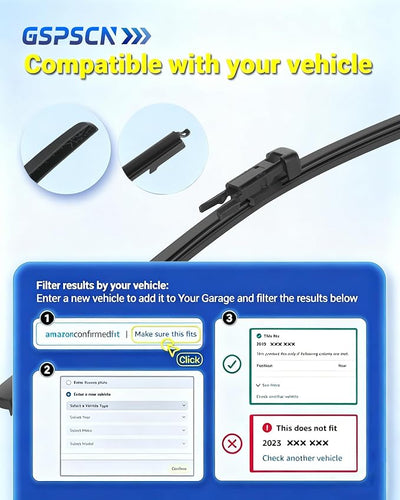 GSPSCN 13" Rear Wiper For BMW X1 X2 2023-2010 /INFINITI QX30 2019-2017 /Land Rover Discovery 2024-2017，Range Rover Velar 2024-2018 /Lincoln Aviator 2022-2020 Rear Windshield Wiper Blade (13-i)
