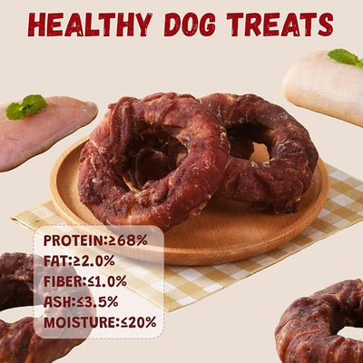 Pawmate Duck Rawhide Dog Treats Donut, Long Lasting Dog Chews with Duck Wrapped Rawhide, Natural Dog Treats for Medium and Large Aggressive Chewers, High Protein Dog Snacks, 4 Counts
