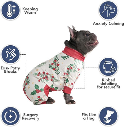 Spark Paws Dog Christmas Pajama, Dog Recovery Suit Male, Onesie, Ultra-Soft and 4-Way Stretch, for Small Medium and Large Breeds - Mistletoe - 3XL