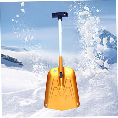 Snow Shovel Detachable Bright Gold Color Car Snow Shovel with Skidproof Handle Rust-Resistant Aluminium Alloy Portable for Cars, Snowmobiles, Camping, Sports
