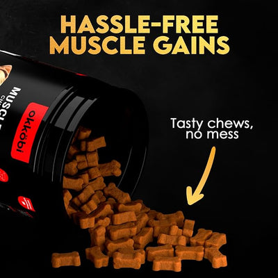11-in-1 Muscle Gain Chews - Weight Gain Supplements for Dogs with High Protein & Amino Acids - Premium Muscle Builder for Bully & All Breeds - Healthy for Puppies - 150 Chews - Beef