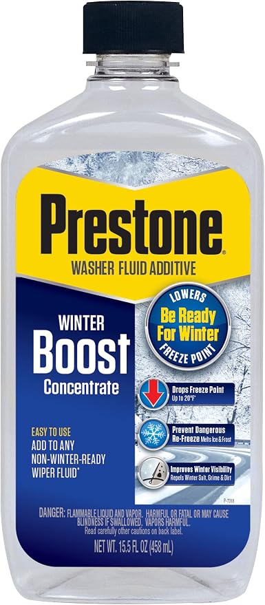 Prestone AS240-12PK Washer Fluid Booster De-Icer Additive with Dirt Blocker-15.5 oz, (Pack of 12)