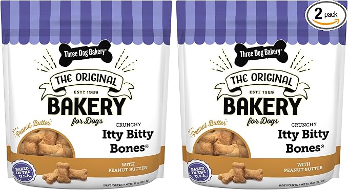 Itty Bitty Bones Peanut Butter Dog Treats,32oz - Crunchy Bones for-Dog Training Treats,Real Peanut Butter Puppy Training-Treats,Dog-Bakery-Treats,(Pack of 2)