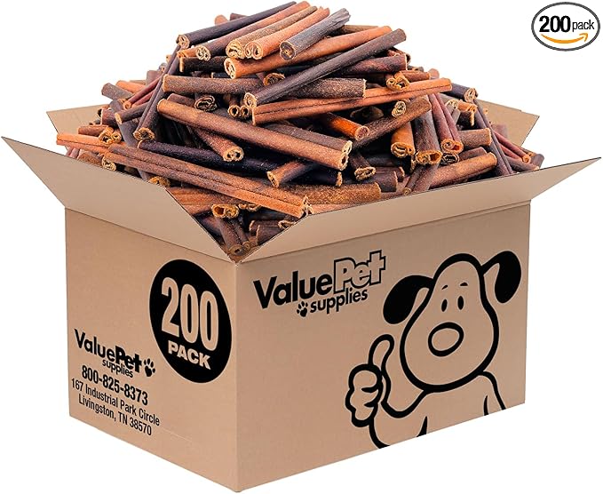 ValueBull Collagen Sticks for Dogs, 6 Inch Medium Chews, Natural Long-Lasting Dog Treats, 200 Count Bulk Pack - Supports Joints, Skin & Coat with Chondroitin & Glucosamine