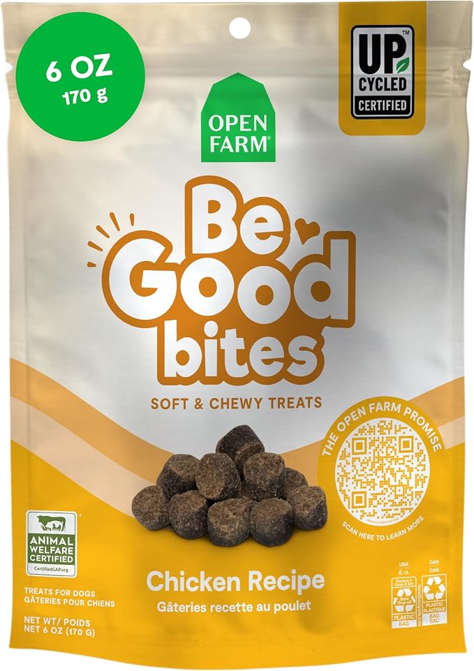 Be Good Bites, Soft Dog Training Treats, Small & Chewy, Made with Ethically & Sustainably Sourced Ingredients, Non-GMO Fruits & Grains, Chicken Recipe, 6oz Pouch