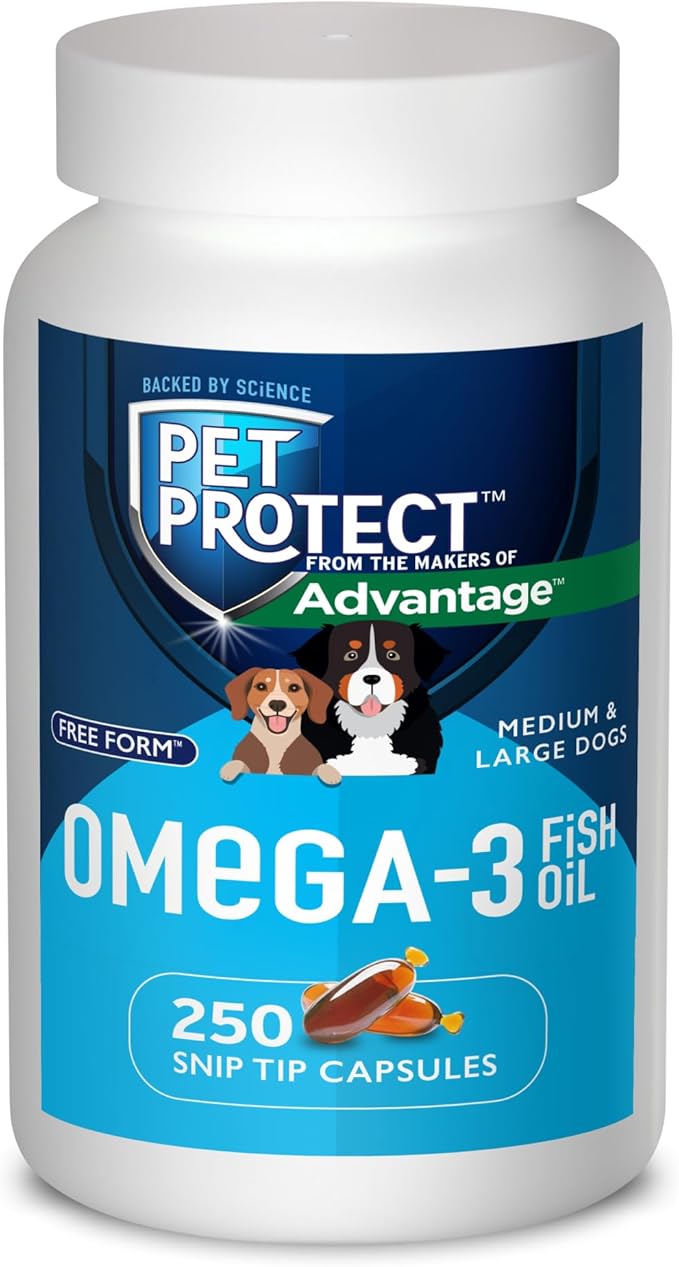 M/L Dog Omega-3 Supplement, Proprietary Free Form Blend, Supports a Normal Inflammatory Response, Snip-Tip Capsules (250 Count)
