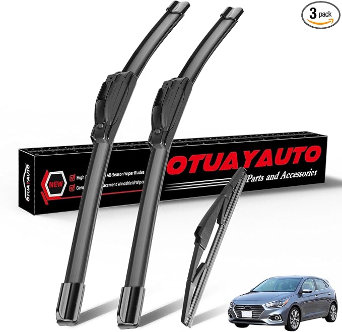 OTUAYAUTO Windshield Wiper Blades Replacement for Hyundai Accent 2012-2022 All-Extreme Weather Performance Quiet No Trace Front and Rear Wipers U/J Hook 26"+16"+11" (Pack of 3)