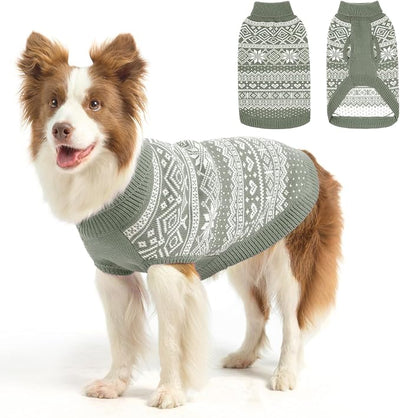 HOMIMP Dog Sweater Argyle - Warm Sweater Winter Clothes Puppy Soft Coat, Ugly Dog Sweater for Small Medium and Large Dogs, Pet Clothing Boy Girl, Grey ML