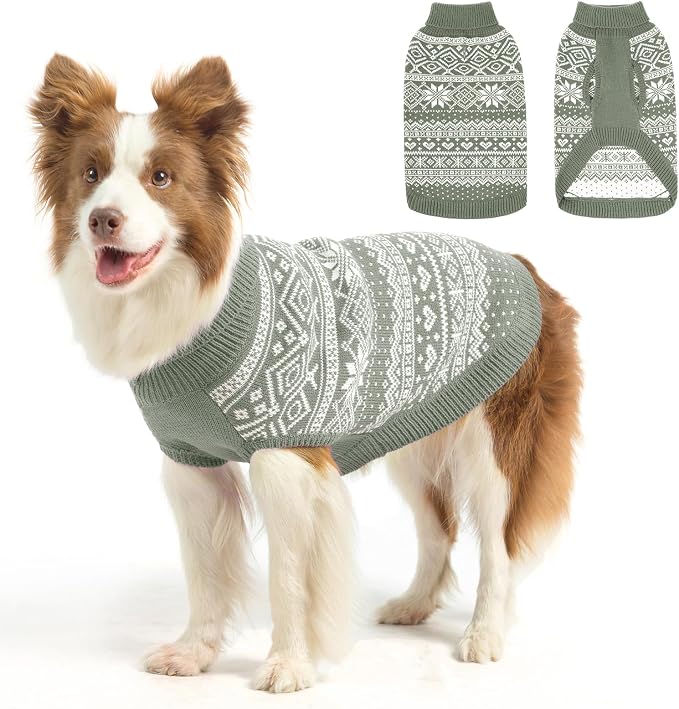 HOMIMP Dog Sweater Argyle - Warm Sweater Winter Clothes Puppy Soft Coat, Ugly Dog Sweater for Small Medium and Large Dogs, Pet Clothing Boy Girl, Grey L