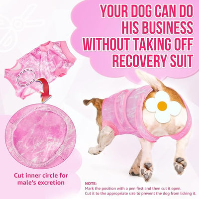 SlowTon Dog Surgery Recovery Suit - Zipper On Dog Onesies After Surgery for Female Male Dogs, Abdominal Wounds Bandages Cone/E-Collar Alternative Dogs Body Suit Anti-Licking (Pink,XS)