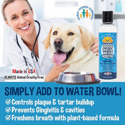 Bodhi Dog Peppermint Dental Water Additive for Dogs & Puppies - Freshens Breath, Reduces Tartar, Promotes Healthy Gums - Oral Care for Teeth & Breath - Supports Clean Mouth - Made in USA (8 Fl Oz)