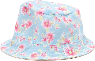 THE WORTHY DOG Fancy Floral Bucket Hat for Dogs – Lightweight Pet Sun Hat with Adjustable Chin Strap, Soft Brim & Bright Colors - Blue, Large