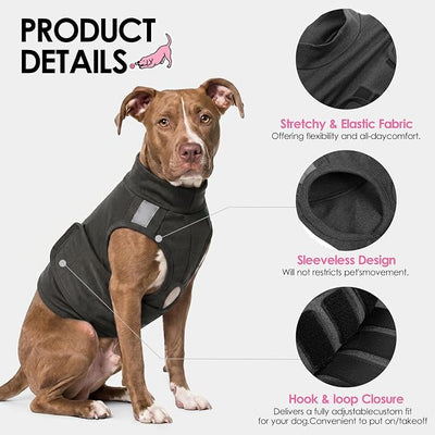 AOFITEE Dog Anxiety Vest, Thunder Jacket for Dogs Anxiety, Soft Breathable Dog Calming Shirt for Fireworks, Thunder, Separation, Anti-Anxiety Dogs Calming Vest with Hook & Loop Closure, Grey S