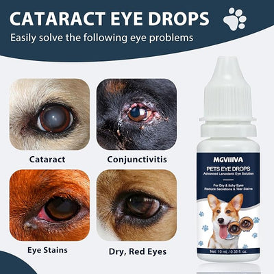 Cataract Drops for Dogs & Cats, Eye Drops for Relieving Itching & Irritation, Vet Recommend Eye Drops for Dogs Eye Infection Treatment, All-in-One Relief for Dryness Pink Eyes Vision Clarity (2 X10ml)