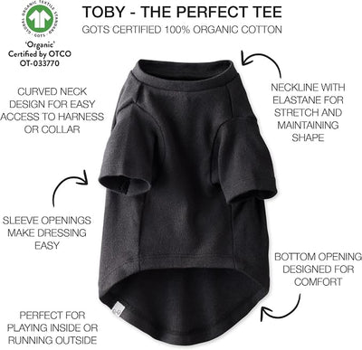 Pet Passion Toby 3-Pack 100% Organic Cotton Dog Short Sleeve T-Shirt Pet Tees for All Breeds, Gray Ombre, X-Small (5-12 lbs)