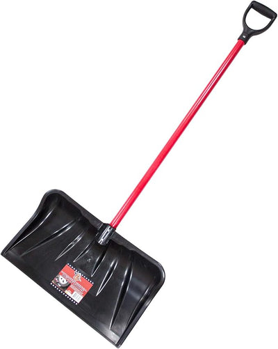 Bully Tools 22" Combo Snow Shovel Pusher Fiberglass Handle, Made in USA | Top-grade poly; head 12.75"x22"x4.5"; 56" length; Wirecutter Best Snow Shovel; D-grip; surface-safe blade