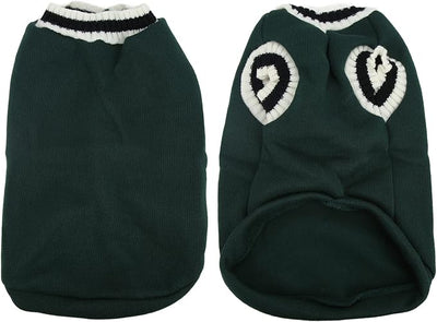 Pet Warm Coat, V Neck Striped College Uniform Pet Knitting Flocking Clothes Vest for Puppy Small Medium Dogs Autumn and Winter Apparel