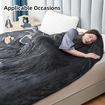 Eydna Electric Heated Blanket Queen Size 84"x90", Soft Plush Microplush for Bed, Dual Controllers & Heating Zones, 1-10Hs Auto Off & 9 Heating Levels, Machine Washable, Gifts for Womens-Dark Gray