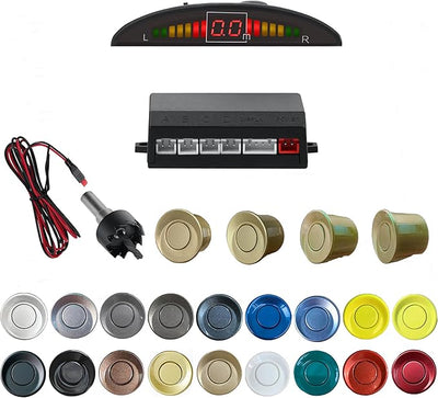 Parking Sensor Kit Backup Sensor Kit Reverse Sensor for Car 20 Color Options for Probes Adjustable Alarm Volume Professional Sensore de Reversa para Carro Safe Driving Assistant（Champagne Gold）