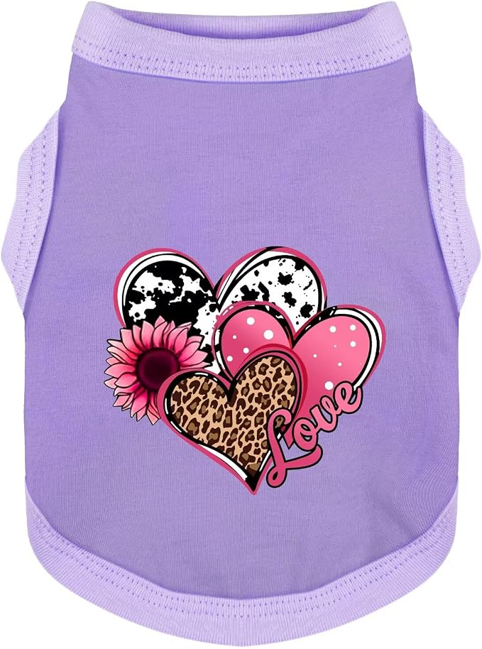 Discover Cozy Cotton Canine Wear: Soft, Lightweight, and Breathable Dog Shirt Vest with Eye-Catching Graphics (Hearts and Love), Keeping Your Furry Friend Comfy! Purple 4XL