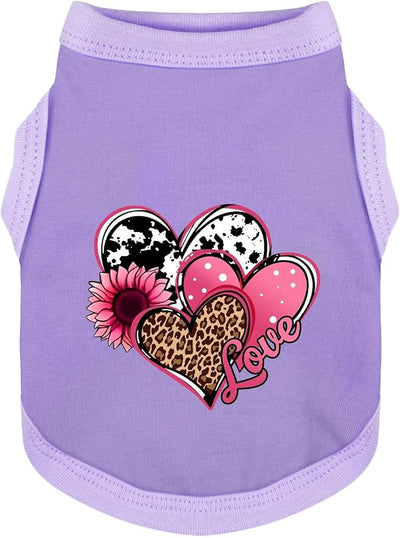 Discover Cozy Cotton Canine Wear: Soft, Lightweight, and Breathable Dog Shirt Vest with Eye-Catching Graphics (Hearts and Love), Keeping Your Furry Friend Comfy! Purple XS