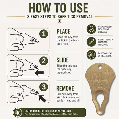 The Original Tick Key - Tick Detaching Device - Portable, Safe and Highly Effective Tick Detaching Tool (Sand Stone)