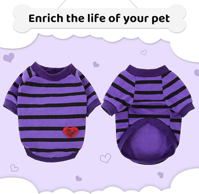 Dog Shirts for Large Dogs, Striped T-Shirts Dog Vest Pet Apparel Tee Shirts Spring Summer Suitable for Small and Medium Large Pets French Bulldog Bichon, Violet L