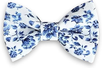 Detachable Dog Bow Tie, Slide-On Pet Bowtie for Collars, Stylish Durable Dog Lover Accessory Small, Medium & Large Dogs (French Blue Floral, Large (4.5in Wide))