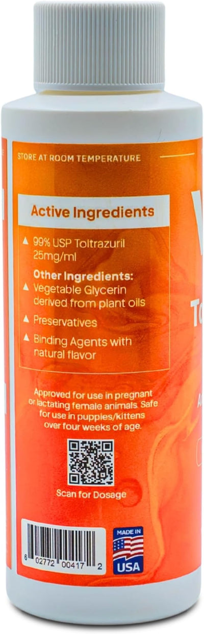 Toltrazuril 2.5% for Horses, Dogs, Cats, 120mL/4 Ounce, for Non-Food Chain Animals, Chicken