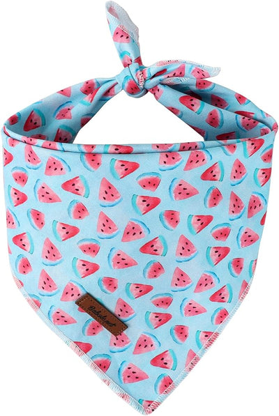 Summer Dog Bandanas Boy Fruit Watermelon Cotton Washable Comfortable Triangle Dog Scarf Adjustable Pet Bib Kerchief for Small Medium Large Dogs S