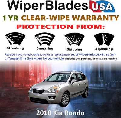 WiperBladesUSA Wiper Blades Set w/ 1yr warranty compatible with Kia Rondo 2010 Wipers (Set of 3) w/Rear Wiper Pulse Wipers