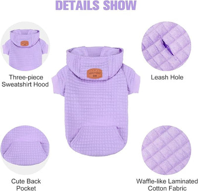 BEAUTYZOO Dog Sweaters for Large Dogs Girls Boys, Warm Winter Dog Hoodie Sweatshirt with Pocket & Leash Hole,Soft Waffle-Like Laminated Cotton Pet Clothes for Big Breeds Indoor Outdoor Cold Weather