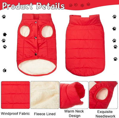Syhood 2 Pieces Dog Jacket 2 Layers Fleece Lined Dog Jacket Warm Soft Windproof Small Pet Coat for Winter Cold Weather(L,Navy,Red)