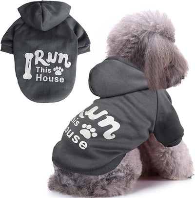 Jecikelon Print Dog Hoodies for Small Dogs, Soft Fleece Puppy Clothes for Pet Cat, Warm Winter Outfits Cold Weather Coats, Cute Sweatshirt Puppies Costume (Gray, X-Small)