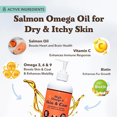 Natural Dog Company Skin & Coat Oil, Supports Joint Health, Boost Immunity, Fish Oil Supplement and Food Topper, 16 oz.