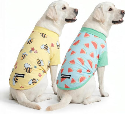 Spark Paws Sunblock Dog T-Shirt, SPF30 Protection, Lightweight Breathable Quick Dry for Dogs with Sensitive Skin - Bees & Watermelon (Set of 2) - Size 3XL
