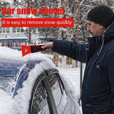 Ice Scraper for Car Windshield, 2PCS Plastic Handheld Vehicle Window Snow Frost LCE Remover Cleaning Freezer with Non-Slip Handle, Auto Freezer Shovel Defroster, Universal Fit (Red)