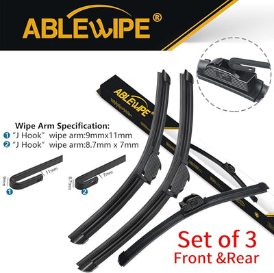 26"+18"+20" 3PCS Windshiled Wiper Blades Fit For Honda Accord Crosstour 2011-2010, for Car Front and Rear