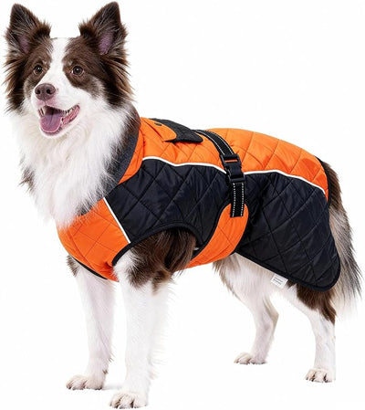 Dog Coat Dogs Jacket Waterproof Reflective Adjustable Dog-Winter Coats for Small/Medium/Large Dogs Dachshund Coat-(Orange, X-Small)