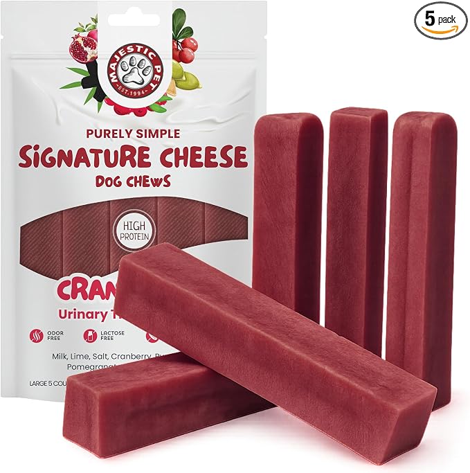 Majestic Pet Himalayan All-Natural Cheese Dog Chews - Long Lasting Dental Chew for Dogs - Healthy Pet Treats with Beneficial Ingredients (Urinary Tract Wellness, Large, 5 Pack)