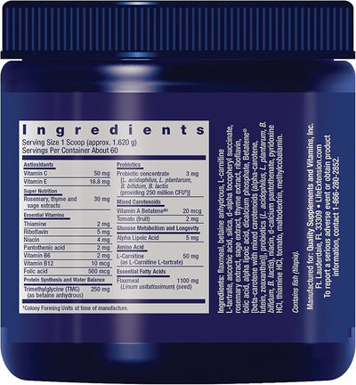 Life Extension Dog Mix, Dog Vitamins and Supplements, probiotics, L-carnitine, B12, folic Acid, Vitamin C, Vitamin E, Rosemary, Nutrient Absorption, Gluten-Free, Non-GMO, 60 Servings