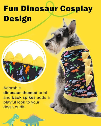 CuteBone Dinosaur Costume Dog Shirt, Stretchy Velvet T-Shirt Clothes for Medium Dogs, Soft & Breathable Pet Tee Outfit Frenchie Apparel for Daily Wear, Cozy Pullover Design Puppy Fashion COSBX01XL